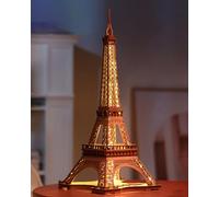 ROBOTIME Tour Eiffel Maquette en Bois à Construire pour Adulte avec Lumière | 152 pièces, Sans colle, Puzzle 3D Bois, Architecture parisienne, Kit de construction relaxant, Déco & cadeau