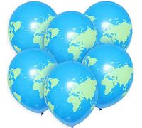 ROB'S BALLOONS Lot de 6 ballons de qualité supérieure - Globe bio - 30,5 cm - Pour fête, anniversaire, planète, terre, Atlas