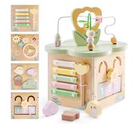 ROBUD Cube de motricité en Bois, Jouet de motricité à partir de 1 an, Cube d'activité à partir de 12 Mois, Cube d'activité pour Tout-Petits