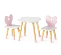 ROBUD Ensemble table et chaise de poupée - 3 pièces - Table à manger en bois avec 2 chaises - Dossier à nœud et table nuage - Accessoires de poupée pour poupées de moins de 45 cm - Cadeau pour filles