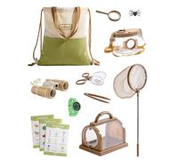 ROBUD Kit d’Exploration Extérieure pour Enfants, 12 Pièces Jeu d’Aventure avec Jumelles, Montre Boussole, Filet à Papillons, Loupe, Jouets Cadeaux pour 3-12 Ans, Vert