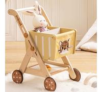 ROBUD Poussette en Bois pour bébés - Chariot de Courses pour Filles et garçons, Hauteur réglable pour Enfants et Tout-Petits, Jouets d'apprentissage pour Enfants de 10 Mois à 1 an
