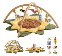 ROBUD Tapis d'éveil et aire de jeux pour bébé, tapis d'éveil avec 7 jouets amovibles à attraper, tapis de sol moelleux pour jouer par terre, jouets sensoriels indispensables pour les nouveau-nés