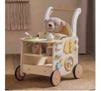 ROBUD Trotteur Bébé Bois Montessori avec Bus Jouet d'Éveil Multifonction Réglable Développement Motricité Cadeau Fille Garçon