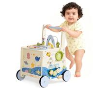 ROBUD Trotteur en bois pour tout-petits avec réglage de la hauteur et de la vitesse, centre d'activité, aide à la marche sous-marine pour les tout-petits âgés de 10 à 36 mois