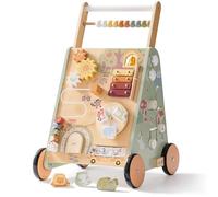 ROBUD Trotteur en bois pour tout-petits, jouet multifonction 8 en 1 avec centre d'activités, grand espace de rangement, contrôle de la hauteur et de la vitesse, marcheur d'apprentissage éducatif pour