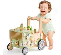 ROBUD Trotteur pour Bébé de 1 à 2 Ans, Trotteur En Bois à Roulettes Sur Le Thème De La Ferme, Jouet D'éveil Montessori Cadeau Pour Bébés de Plus 10 Mois (Vitesse Et Hauteur RéGlables)
