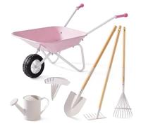 ROBUD WRP55 Kit de jardin pour enfants avec brouette, ensemble d'outils de jardin avec arrosoir, jouets à partir de 3 ans, rose