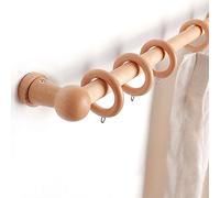 Robuste Ensemble De Tringle à Rideau En Bois Avec Supports et Crochets, 2.5cm Diamètre Single Tringle à Rideaux De Fenêtre Pour Salon Chambre Cuisine Porte DIY Décoration De Maison-100cm(39pouce)