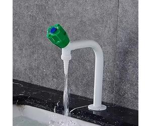 Robuste Robinet de laboratoire mural à sortie unique eau froide avec poignée verte pour laboratoire de chimie scolaire et universitaire