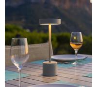 Lumisky Lampe de table sans fil ROBY GREY H30 cm Aluminium LED Touch Gris clair