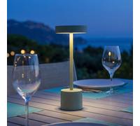 Lumisky Lampe de table sans fil ROBY – LED tactile aluminium vert olive H30 cm