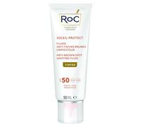 RoC - Soleil-Protect Fluide Anti-Taches Brunes Teinté Unificateur SPF 50 - Hydratant pour le Visage - Filtres Anti-UVA et Anti-UVB - Vitamine C - 50 ml