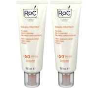 RoC® Soleil Protect Fluide Anti-Taches Brunes Unificateur SPF50 Lait Pour Le Visage 2x50 ml
