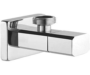 Roca A525167900 e coupe 1/2"-3/8", Aqua Square, Vanne Grès, Chrome, Blanc