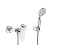 Roca A5A204FC00 Mitigeur douche Victoria Plus, avec douche à main, flexible de 1,50 m et support de douche articulé, chromé