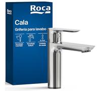Roca A5A326EC00 Robinet de lavabo avec technologie Cold Start Robinet mitigeur d'étagère avec liens d'alimentation flexibles, mitigeur de salle de bain facile à installer, chromé, A5A326EC00