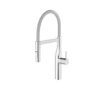 Roca A5A8A4DC00 Mélangeur de cuisine, collection Glera Pro, bec courbé à ressort et amovible, chromé