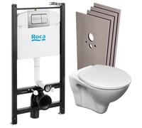 Pack Bâti-support Roca Active + WC suspendu Jika Neo + plaque chrome mat + Set habillage