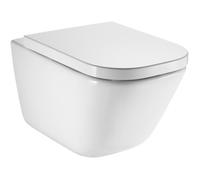 ROCA Pack Cuvette WC suspendue THE GAP SQUARE sans bride blanc avec abattant frein de chute