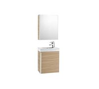 Roca Pack incluant armoire avec miroir et meuble servant de base de lavabo, série Mini, couleur chêne texturisé
