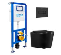 Roca - Pack WC bâti-support + WC suspendu sans bride Ceramia avec abattant SoftClose + plaque (ROCE14BMT01-FR)