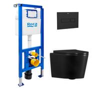 Roca - Pack WC bâti-support + WC suspendu sans bride Ceramia avec abattant SoftClose + plaque (ROCE14BMT02-FR)