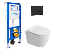 Roca - Pack WC bâti-support + WC suspendu sans bride Ceramia PixL avec abattant SoftClose + plaque (ROCEPXWT06-FR)