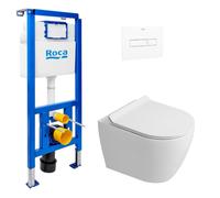 Roca - Pack WC bâti-support + WC suspendu sans bride Ceramia PixL avec abattant SoftClose + plaque (ROCEPXWT04-FR)
