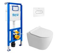Roca - Pack WC bâti-support + WC suspendu sans bride Ceramia PixL avec abattant SoftClose + plaque (ROCEPXWT01-FR)