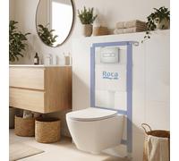 Roca - Pack WC bâti-support + WC suspendu sans bride Swiss Aqua Technologies avec abattant SoftClose + plaque (ROSTINWR05-FR)