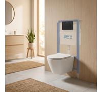 Roca - Pack WC bâti-support + WC suspendu sans bride Swiss Aqua Technologies avec abattant SoftClose + plaque (ROSTINWR06-FR)