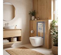 Roca - Pack WC bâti-support + WC suspendu sans bride Swiss Aqua Technologies avec abattant SoftClose + plaque (ROSTINWR02-FR)