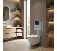 Roca - Pack WC bâti-support + WC suspendu sans bride Swiss Aqua Technologies avec abattant SoftClose + plaque (ROSTINWR03-FR)