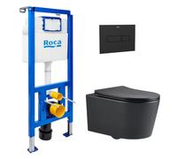 Roca - Pack WC bâti-support + WC suspendu sans bride Swiss Aqua Technologies avec abattant SoftClose + plaque (ROSTBRBMR04-FR)
