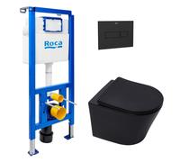 Roca - Pack WC bâti-support + WC suspendu sans bride Swiss Aqua Technologies avec abattant SoftClose + plaque (ROSTINFBMR02-FR)