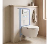 Roca - Pack WC suspendu complet avec bâti-support Roca, cuvette compacte sans bride et abattant soft-close