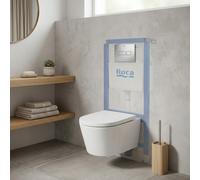 Roca - Pack WC suspendu complet avec bâti-support Roca, cuvette compacte sans bride et abattant soft-close