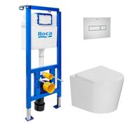 Roca - Pack WC suspendu complet avec bâti-support Roca et WC Ceramia 142, 53,5 cm, chasse Tornado