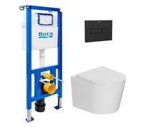 Roca - Pack WC suspendu complet avec bâti-support Roca et WC Ceramia 142, 53,5 cm, chasse Tornado
