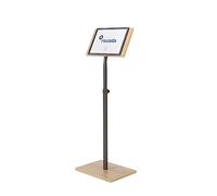 ROCADA - Support d'information A4 - Bureau pour affiches - Exposition Premium - Structure métallique - Système de fixation magnétique - Hauteur réglable - Finition bois