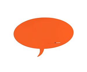 Rocada | Tableau blanc orange de marqueur | Forme globe de dialogue | Magnétique sans cadre | Tableau blanc aimanté mural | Système de fixation breveté avec aimant | Tableau orange 75 x 115 cm