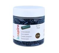 Rocaille de verre cylindre argenté iridescent titane 1,80x6mm. 95gr. Pot