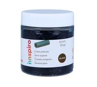 Rocaille de verre cylindre argenté noir 1,80x6mm. 95gr. Pot