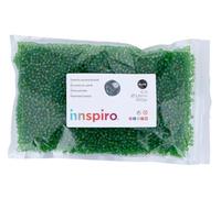 Rocaille de verre rond aurore boréale vert 3,8mm 500gr. Sachet