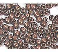 Rocaille de verre ronde éclat métallique marron 3,0mm 500gr. Sachet