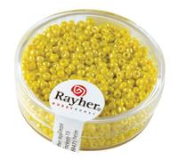 Rocailles, 2 Mm Ø, Opaques Lustre, Jaune, Boîte 17g