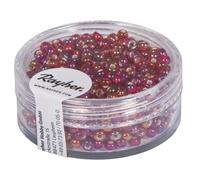 Rocailles Garnit.Argent+Rainbow, Ø2,6mm, Rouge Pompadour, Boîte 17 G