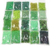 Rocailles Lot de 20 Perles de 2/3/4/6 mm 400 g Lot de 20 Perles de Verre et Forme Ronde Kit de Bricolage Perle pour raviver Les Petites Perles, Verre, Vert