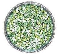 Rayher Perles rocaille, vert, 1 boite, 17g, ø 2,6mm, rocailles, mat, nacré, arts créatifs, bijoux, tissage, broderie-1407000, Teintes vertes, Tons verts